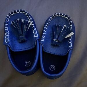 Kids Navy Blue Tassel Moccasins